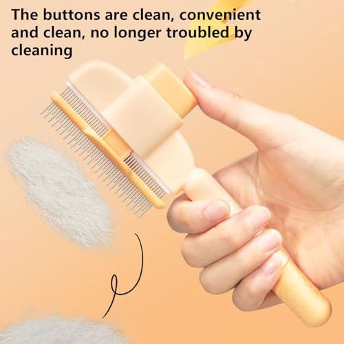 2 Stk für Fellblitz Bürste Katzenbürste Selbstreinigende Haustierbürste, Katzenbürsten Unterfellbürste Katzenhaarbürste, Hundebürste Unterwolle, Katzenkamm Unterfell für Haustiere Langhaar Kurzhaar