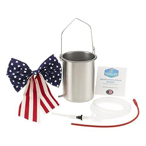 Purelife Coffee Enema Kit - Made in the USA Enema Bucket - Medical Grade Silicone Enema Hose - Non Toxic Cover