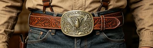Image of Moranse Cross Cowboy Kneeling Prayer Horse Zinc Alloy Belt Buckles