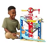 Jazwares Marvel Spidey and His Amazing Friends Construction Zone Chaos Track Set - 2-Foot High Dual Race Track with Zip Line, Play Zones, and Exclusive Vehicles