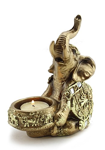We Pay Your Sales Tax Gold Thai Elephant Buddha Wraps Tea Light Candle Holder Lucky Figurine Home Decor Gift (G16629) Feng Shui Idea #TOP4