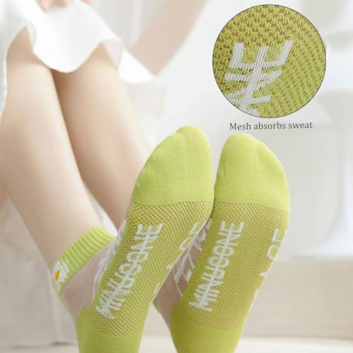 FZBNSRKO 7 Pairs Sheer Lace Ankle Socks Ultra Thin Transparent Colorful Mesh Low Cut Sock Short No Show Liner Thin Lace Fishnet Socks for Women/Girls(Mixed Color)4