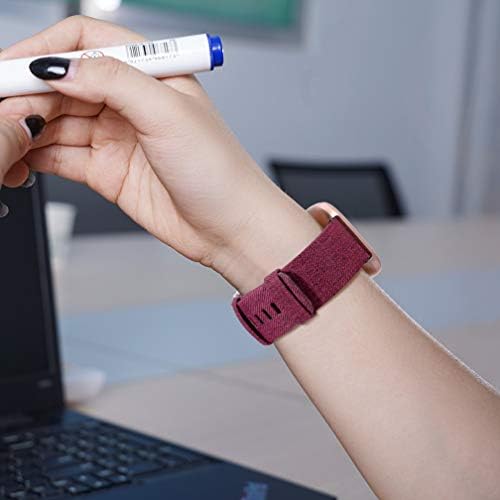 Wepro 2Pack Compatible with Fitbit Versa Strap/Fitbit Versa 2 Strap for Women Men, Breathable Woven Fabric Replacement Strap for Fitbit Versa/Versa 2 / Versa Lite, S Black gray/Fuchsia