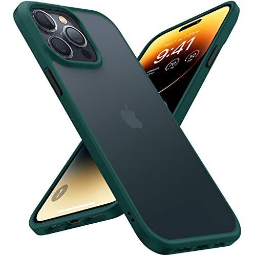 TORRAS Shockproof Designed for iPhone 14 Pro Max Phone Case, Military Grade Drop Protection, Protective Black Hard Back Slim Thin Translucent iPhone 14 Pro Max Case 6.7'',Green-Guardian Series