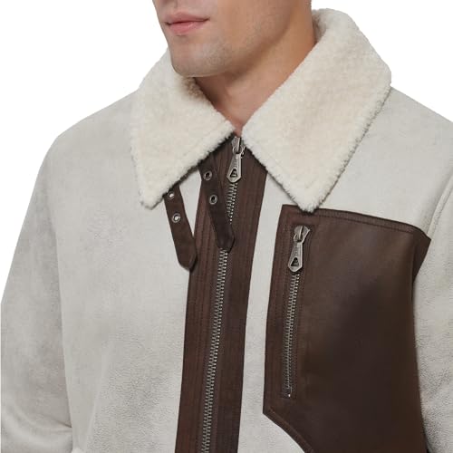 Image of DKNY Men's Faux Shearling Bomber Jacket With Faux Fur Collar