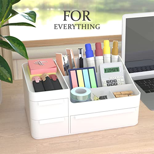 Makeup Organizer With Drawers, Countertop Organizer For Vanity, Bathroom And Bedroom Desk Cosmetics Display Case For Brushes, Lotions, Perfumes, Eyeshadow, Lipstick And Nail Polish White #TOP3