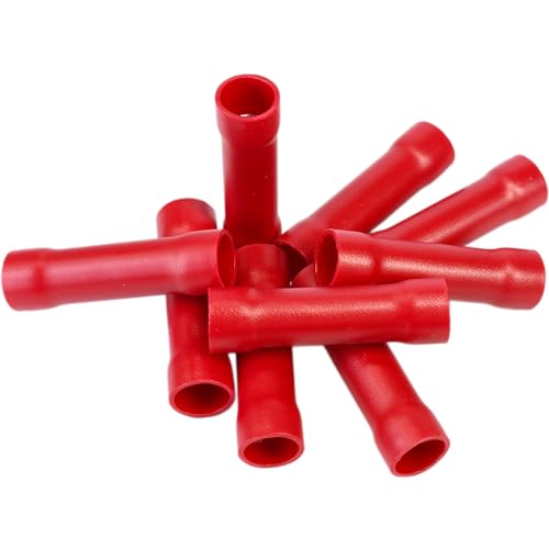 PAPUGA 25PCS 8 AWG (10 mm2) Butt Connector Insulated Crimp Splice 62A 600V CE Industrial Terminal High Current Connector, Battery Cable Splicing