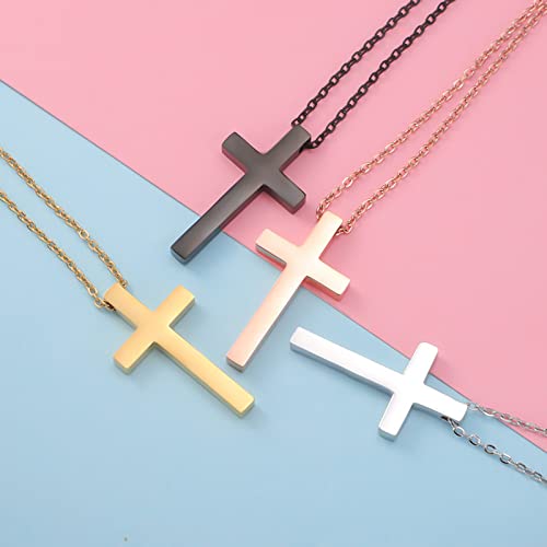 Tforester Cross Necklace For Man And Women, Titanium Steel Cross Pendant Necklace Best Gift For Men Women Boys Girls, 17.7 Inch Chain, Silver #TOP7