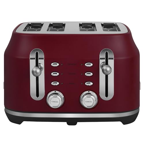 Rangemaster Classic Toaster with Extra-Wide Slots, 6 Browning Levels and 3 Auto-Settings in Bordeaux, RMCL4S304BU