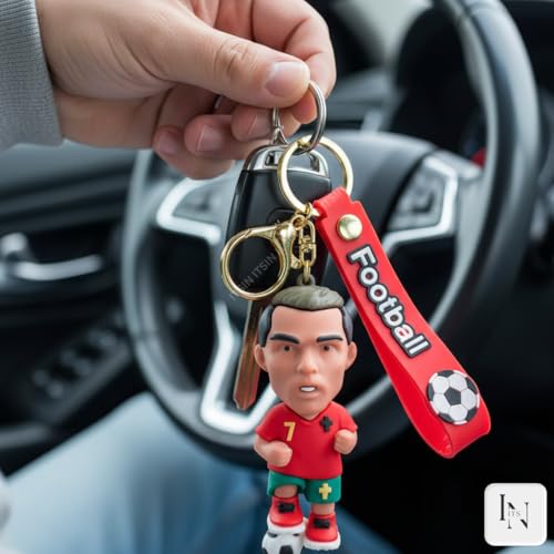 Image of Football jersey Keychain | Ronaldo key chains | messi Keychain | 3D Cute silicone key chain for bike men | soccer Keyring gifts for boys | anime key holder for bag