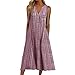 LINSINCH Femme Robe de Plage Ete Maxi Longue en Mousseline épaules Nues à sans Manches Vacance Swing Yoga Robe (Pink, L)