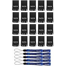 SanDisk 16GB Ultra Fit USB 3.1 Flash Drive 20 Pack High Speed Memory Pen Drive SDCZ430-016G-G46 Bundle with 10 Everything But Stromboli Lanyards