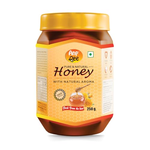 ANP BEE Raw Natural Honey 250gm I Pure NMR Tested Unprocessed & Unfiltered Original Multiflora Honey I Supports Weight Loss, Good for Heart Health I Plastic Bottle (Pack of 1, Honey 250gm)