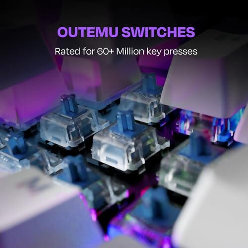 Image of Kreo Hive Wired Full Size RGB Backlight Gaming Mechanical Keyboard, Customizable RGB, Mechanical Switches, NKRO, Metal Volume Knob, 5-Pin Hot Swap (White-Purple, Blue Switch)