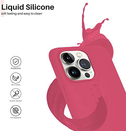 Image of DIZORO Microfiber Candy Case Compatible for i Phone 13 Pro Max Shockproof Slim Back Cover Liquid Silicone Case - Hibiscus