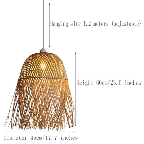 UHKOIXDFGQA Hand Woven Rattan Hanging Lamp Japanese Rattan Lighting Fixture Farmhouse Coastal Wicker Chandelier for Bedroom Dining Room Kitchen Island - Image 2