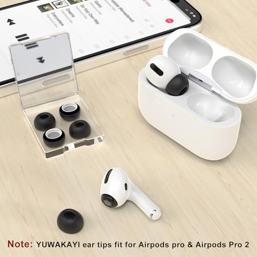 Image of 3 Pairs Replacement Ear Tips for AirPods Pro 1st & 2nd Generation with Noise Reduction Hole, Silicone Ear Tips for AirPods Pro with Portable Storage Box and Fits in Charging Case (Medium, Black)