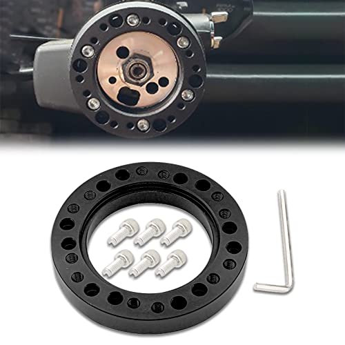 Miytsya 1 Pack Steering Wheel Adapter Spacer, 12.5mm 1/2" Aluminum Alloy Steering Wheel Elevator, Universal for Most Car Models Momo OMP to Nardi of Hub Spacer (Black)
