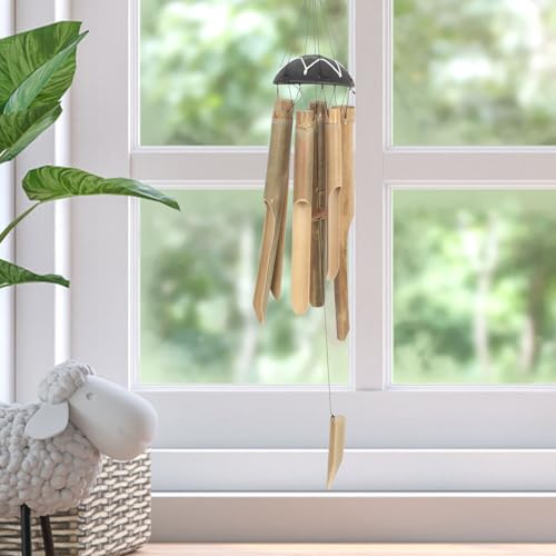 Campanas de viento de bambú exteriores con música melodiosa para decoración natural 7