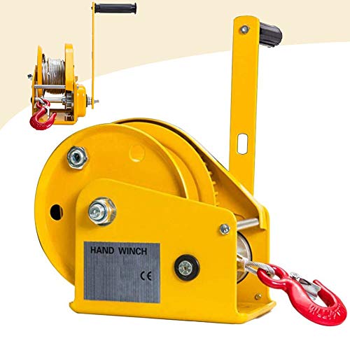 LYDZUSDP Hand Winch Heavy Duty,Crank Gear Winch for Boat with Hook and Cable Two-Way Automatic Brake,1200lbs,1800lbs,2600lbs,Steel Casing Protects Internal Gears(1800lbs 10m)