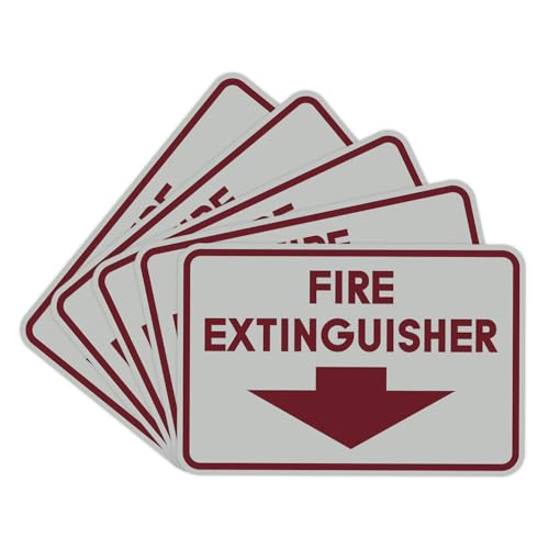 Image of Signs ByLITA Classic Framed Fire Extinguisher (Light Grey /Burgundy) - Medium 5 Pack