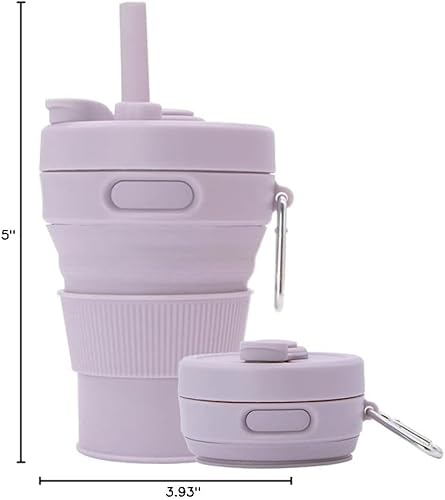 Miniatura 6 de UNNESTAR Taza de café de silicona plegable para camping, plegable, viajes, con pajilla, reutilizable, portátil, para senderismo, al aire libre,