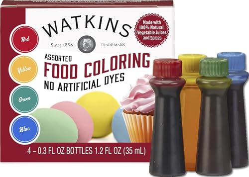 Watkins Assorted Food Coloring, 1 Each Red, Yellow, Green, B...