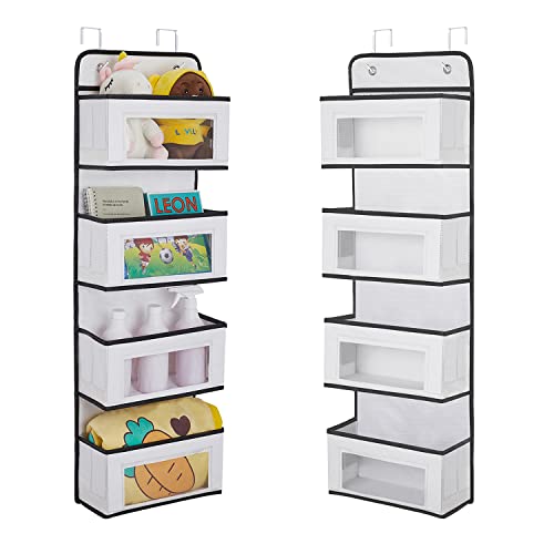 Yonace Wall Pocket, Over the Door Pocket, Clear Window, 4 Tiers, Large Capacity, Wall Storage Pocket, Hanging Storage, Made of Sturdy Non-woven Fabrics, Durable, Storage for Small Items, Toys, Bags,