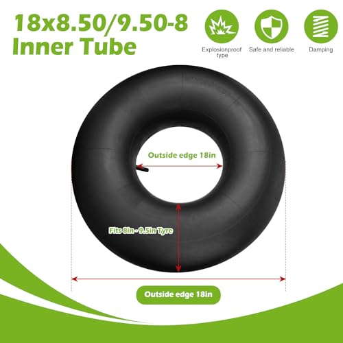 2 Stück 18x8.50-8 19x7-8 20x7-8 Schlauch mit Geradem Ventil TR-13, Rasenmäherreifen Luftschlauch aus Butylkautschuk, Kompatibel mit Rasenmäher, Schubkarren, Gartenanhängern, Go-Karts