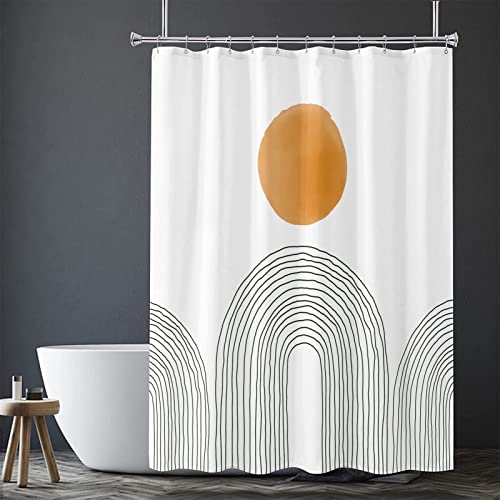 Chiinvent Boho Shower Curtain Modern Minimalist Shower Curtain Mid-Century Sun Arches Abstract Design Aztec Southwest Artwork Boho Bathroom Bathtub Decor Waterproof Fabric With 12 Hooks, 72X72 Inches #TOP2