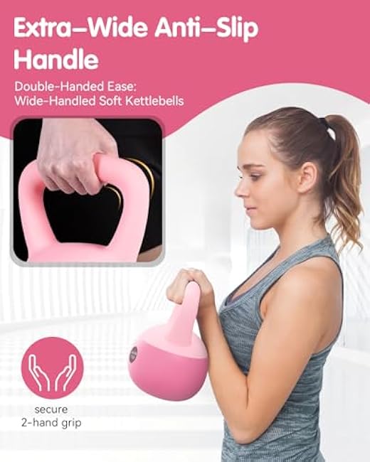 Soft Kettlebell - Cushioned Impact-Resistant Base and Anti-Slip, Kettle bell Anti-Slip Grip Weight for Home Workouts, Safe Strength Training Kettlebells Sets for Women & Men, With Non-slip Gloves