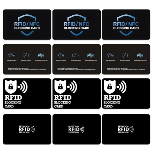 TIMJJG 12 Piezas De Tarjetas Protegidas con Chip, Tarjetas Antirrobo, Accesorios De Seguridad para Tarjetas Bancarias Y Tarjetas De Protección De Billetera Electrónica.
