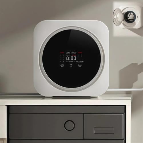 SAYEYBU Mini Lavadora Calcetines Pared, Lavadora Tambor Acero Inoxidable, LavadoraEléCtrica Compacta Totalmente AutomáTica con Centrifugadora Panel Control Led, para LavanderíA en Dormitorios,Blanca