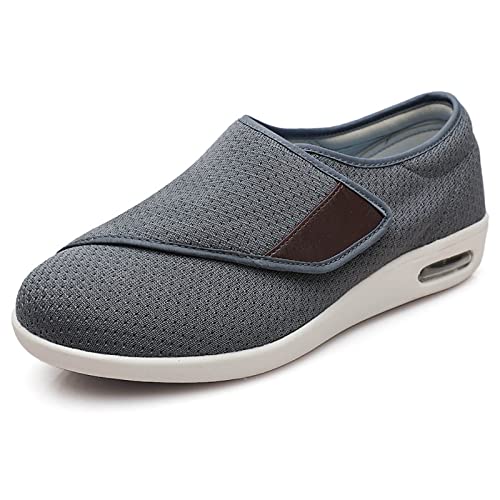 FAMYNGL Chaussons Orthopédiques Chausson Homme Chaussures Diabétiques Hommes Ajustable par Attache Auto-Adhésive Diabétique Hydropisie Obésité Vieillard Botte Unisexe,Gris,36 Cover