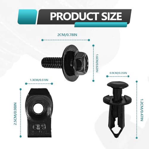 Bumper Fender Liner Push Retainer Fastener Rivet Clips Universal Style Engine Under Cover Splash Shield Guard Body Bolts Compatible with Most Brand of Vehicles (45PCS)