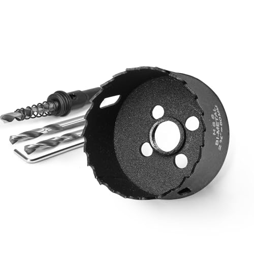 Image of 2-3 /8 Inch Hole Saw with 3 /8 inch Triangle Shank Quick Change Arbor, JTemgle Bi-Metal Hole Saw Heavy Duty Hole Cutting Tool for Cornhole Boards, Recessed Lights, Wood, Plastic, Drywall & Soft Metal