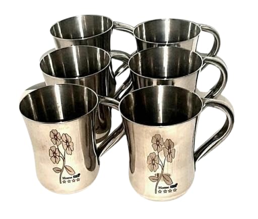Buy Printed Tea Cup Set of 6 Pic Made of Stainless Steel for Tea ...