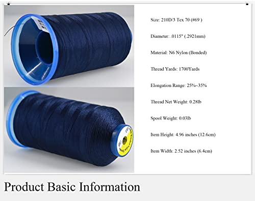 Hilo de Nylon Bonded Selric Pack 2 Negro y Azul Marino 1700 yd miniatura 3
