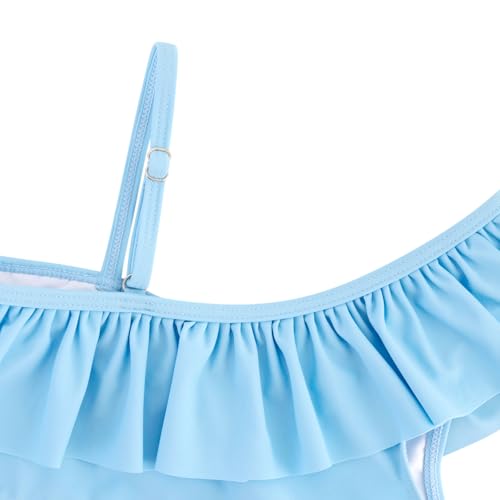 Image of Alakuoti Girls One Piece Swimsuits Cutout Ruffle Bathing Suit Quick Dry Beach Swimwear with Adjustable Strap 5-14 Years