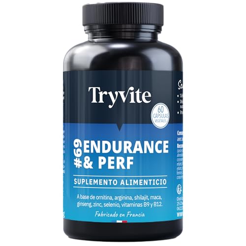 TESTOSTERONA HOMBRE | 60 Cápsulas Para Circulación Sanguínea | Booster de Fuerza Resistencia Energía | Ginseng, Maca, shilajit, Arginina, Citrulina, Zinc | TRYVITE ENDURANCE&PERF