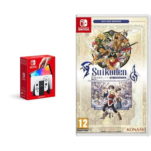 Nintendo Switch (versión OLED) Blanca & Suikoden 1 & 2 HD Remaster: Day 1