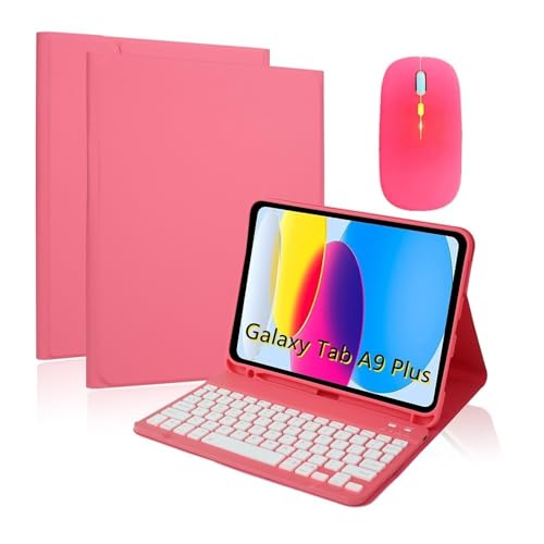 Clavier souris étui tablette Samsung Galaxy Tab S10 FE S9 S8 S7 11 pouces rouge