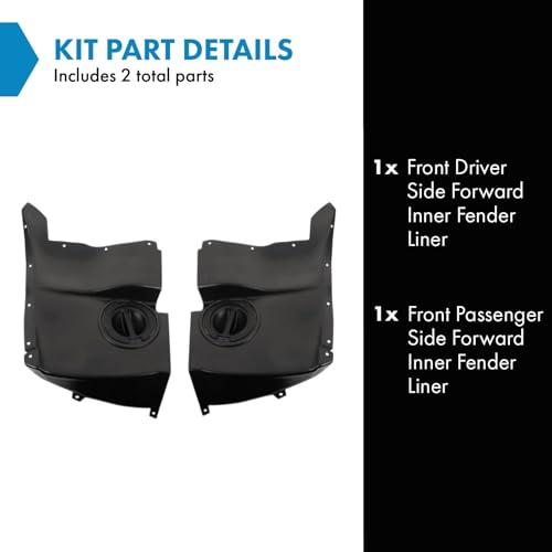 Image of TRQ Front Driver and Passenger Side Forward Inner Fender Liner Set Compatible with 2005 Chevrolet Corvette 06-13 Corvette Base Model