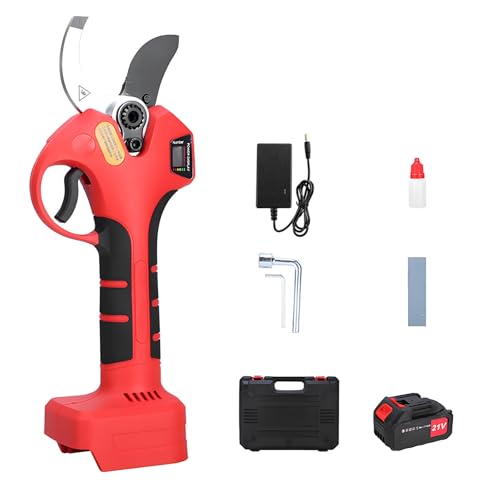 Tijeras podar Electricas, Tijera de Podar Electricas Cortador, Diámetro de Corte Máximo 50 mm/2 in, Cuchillas SK5, Interruptor de Seguridad, para Jardinería, Árboles Frutales, Olivos, Viñedos