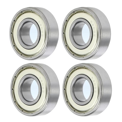 Saipor 4pcs 6202ZZ Deep Groove Ball Bearings, Double Shielded Small Bearing Axle Steel P6 High Speed Silent Metal Shielded Pre-Lubricated Bearings Auto Machinery Bearings (15mm x 35mm x 11mm)
