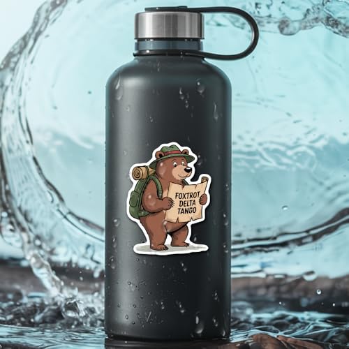 Image of (Pack of 3) Subtle Foxtrot Delta Tango FDT Funny Bear Anti Not My President Liberal Feminist Political Vinyl Stickers for Water Bottles Laptop Bumper Window Car 3 Inches