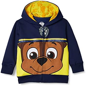 Nickelodeon Toddler Boys' Paw Patrol Character Big Face Zip-Up Hoodies, Chase Navy, 3T