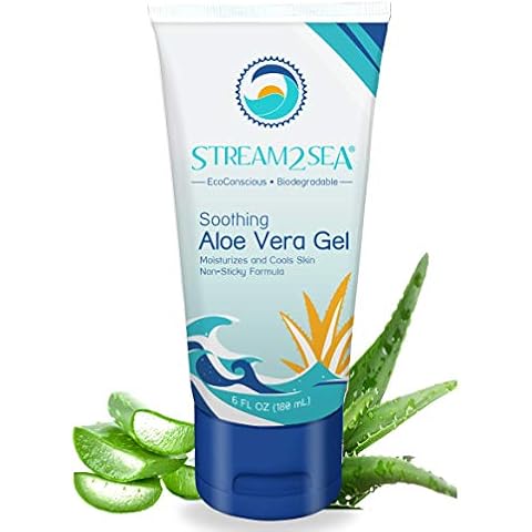 STREAM 2 SEA Soothing Aloe Vera Gel, Reef Safe Paraben Free All Natural Underwater Sting and Sunburn Relief, After Sun Care for Face and Body Easy to Absorb Hydration Moisturizing Formula, 6 Fl oz Cover