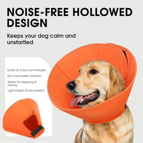 Image of Adjustable Dog Cones, Soft Cone for Dogs to Stop Licking | Dog Cone Alternative for Small Dogs, Pet Recovery Collar After Surgery with Quick Release Buckle, Orange S
