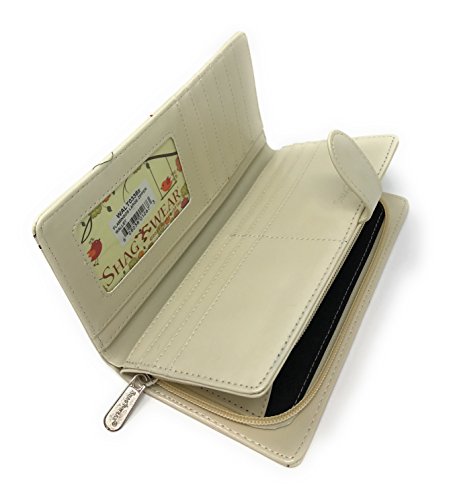 Shag Wear Flamingo Large Animal Wallet for Women and Teen Girls Vegan Faux Leather Beige 7"4